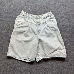 Essentials Sport Shorts Womens 8 Blue High Waist Vintage 90s Pleated Denim